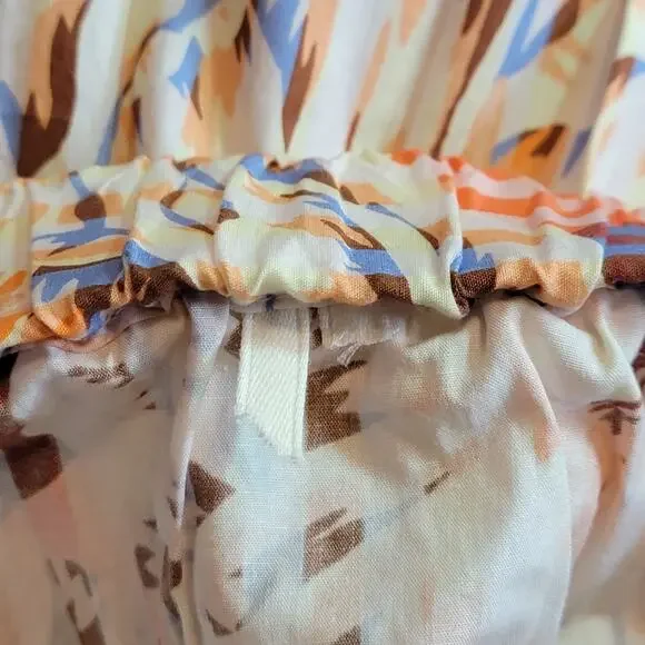 Anthropologie Stripe Floral Button Front A-Line Midi Skirt Cotton Red Blue S - Picture 13 of 15